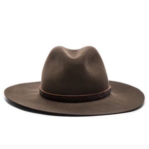 RAG & BONE Floppy Dark Brown Hat Leather Trim
